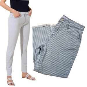 Loft Stripe High Waist Skinny Crop Jeans Size 24